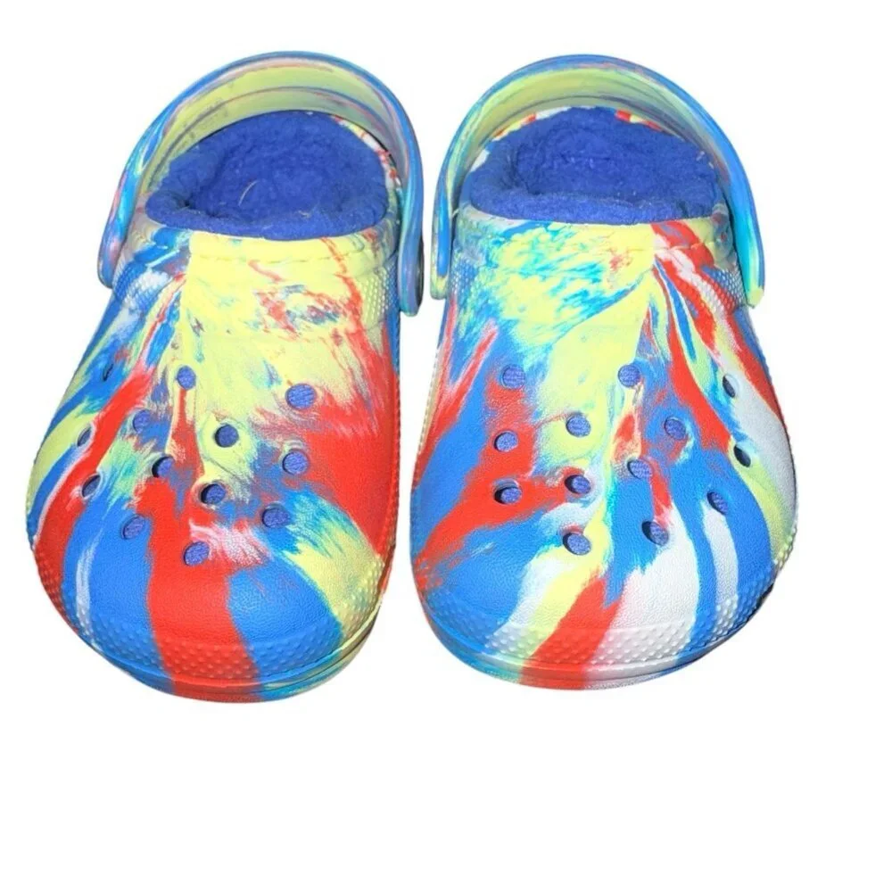 Crocs Unisex-Child Kids' Toddlers Classic Marbled Tie Dye Lined Clogs Size 5